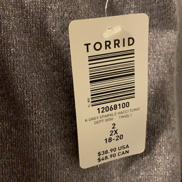 TORRID K GREY SPARKLE HACCI TUNIC TEE - Picture 2 of 3